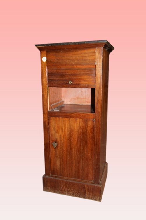 Coppia di comodini francesi con serrandina Impero del 1800 mogano