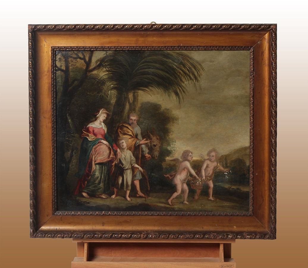 Antico quadro su metallo italiano raffigurante soggetto religioso sacro
