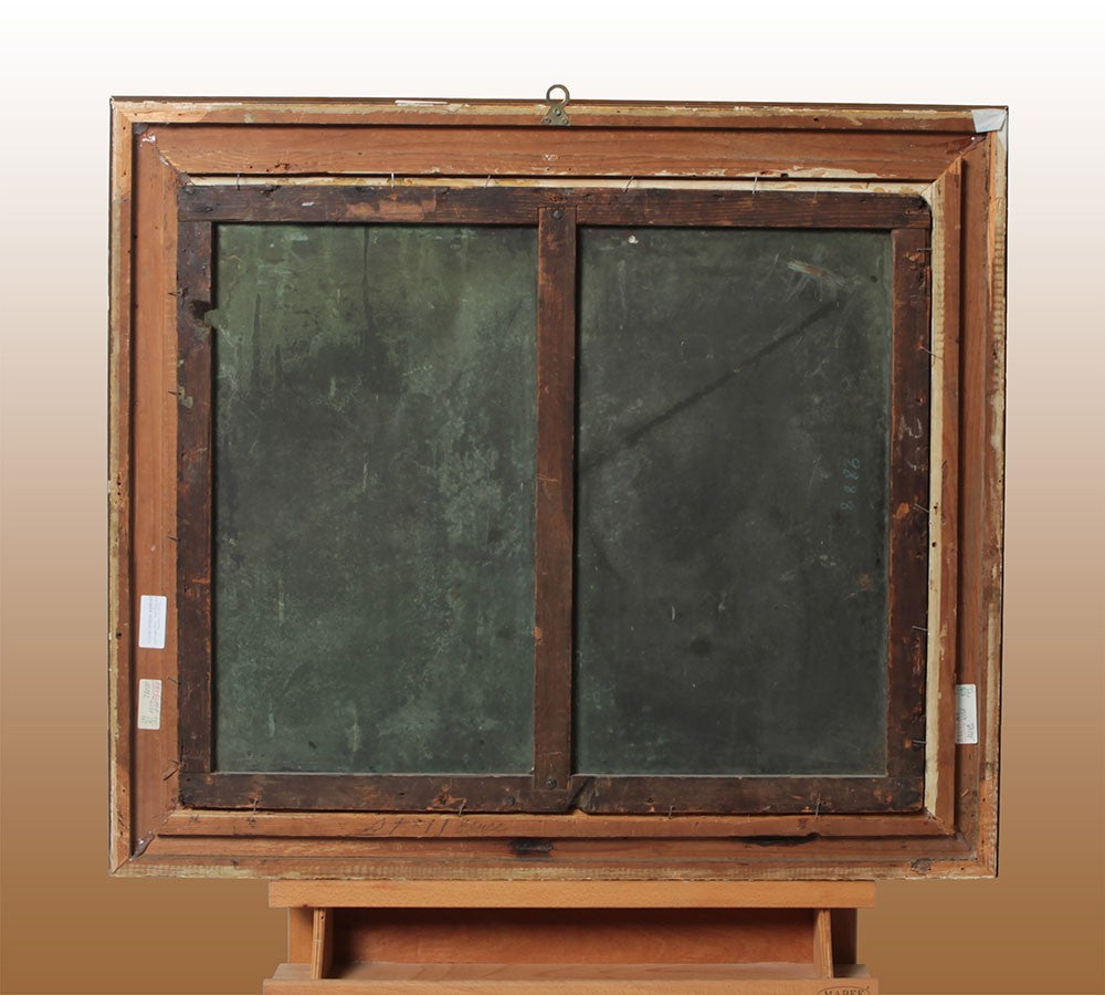 Antico quadro su metallo italiano raffigurante soggetto religioso sacro