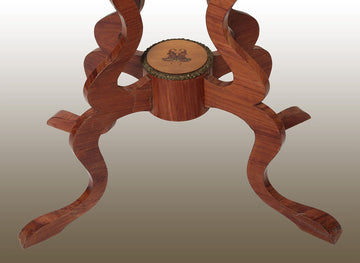 Petite Table à voile française antique des années 1800 en ébène bois de rose et incrustations