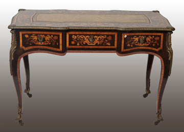 French writing desk from the 1800s in Louis XV style with floral inlays