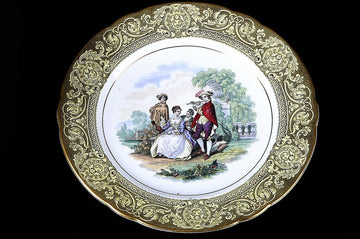 Antique dessert service consisting of 12 decorated porcelain plates