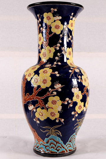 Vase chinois bleu décoré