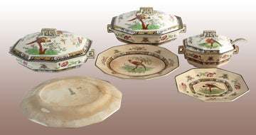 Soupières antiques en porcelaine Royal Doulton chinoiserie