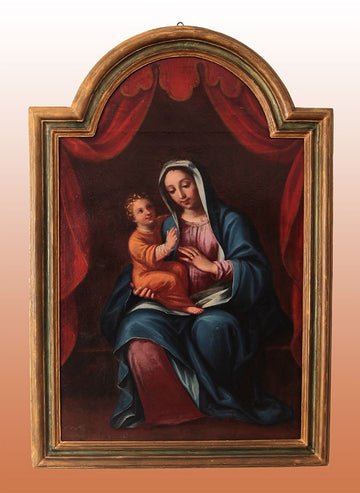 Olio su tela raffigurante Madonna col bambino
