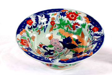 Pichet et bassine anglaise antique de 1900 en porcelaine à décors de chinoiserie