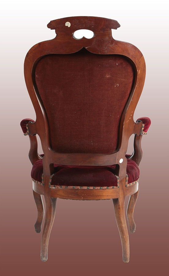 Antica poltrona bergere francese del 1800 in mogano Luigi Filippo