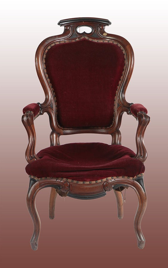 Antica poltrona bergere francese del 1800 in mogano Luigi Filippo