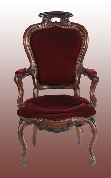 Antique French bergere armchair from 1800 in Louis Philippe mahogany