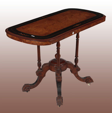 Petite Table anglaise antique du 19ème siècle de style victorien en noyer et ébène