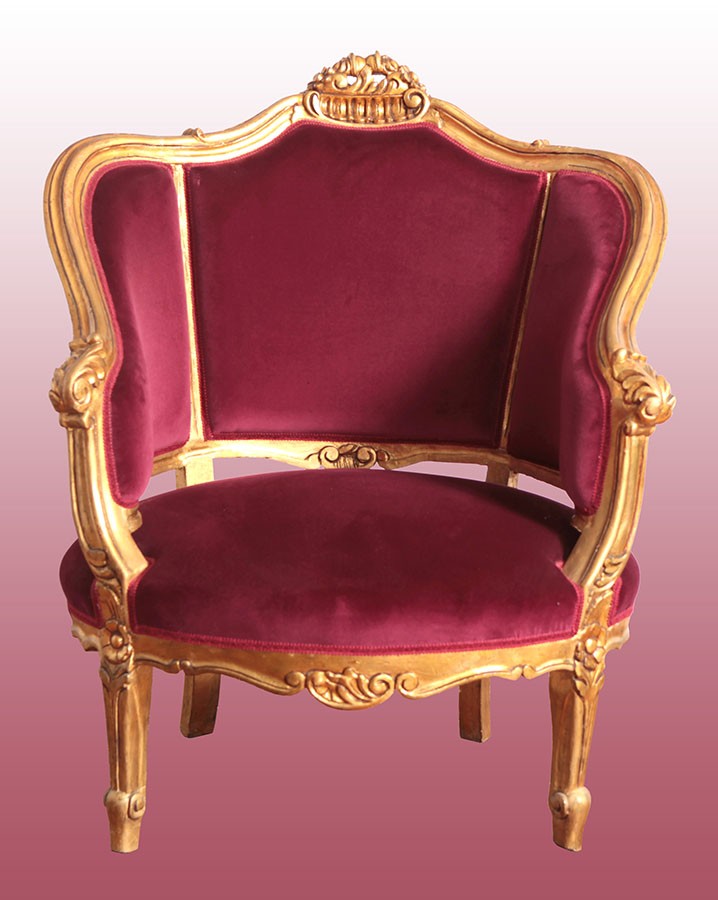 Antico salotto divano e poltrone francese del 1800 in legno dorato