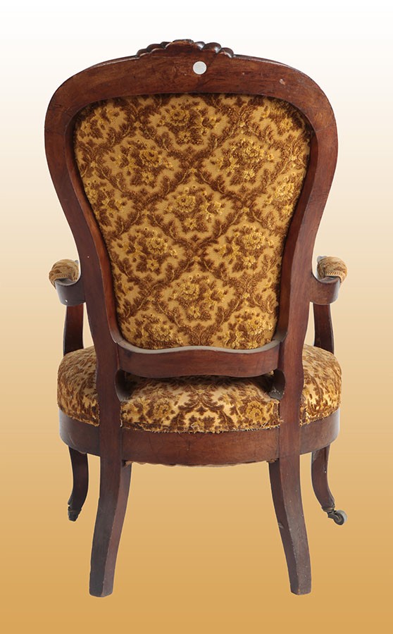 Antica poltrona francese in stile Luigi Filippo del 1800 in mogano