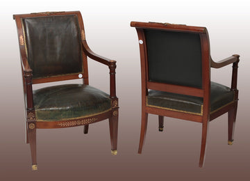 Paire de fauteuils français anciens du 19ème siècle en acajou de style Empire