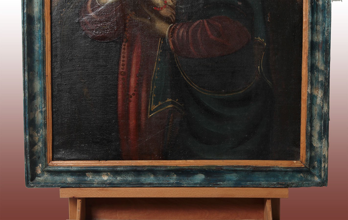 Antico olio su tela italiano raffigurante Maternità Madonna con Gesù