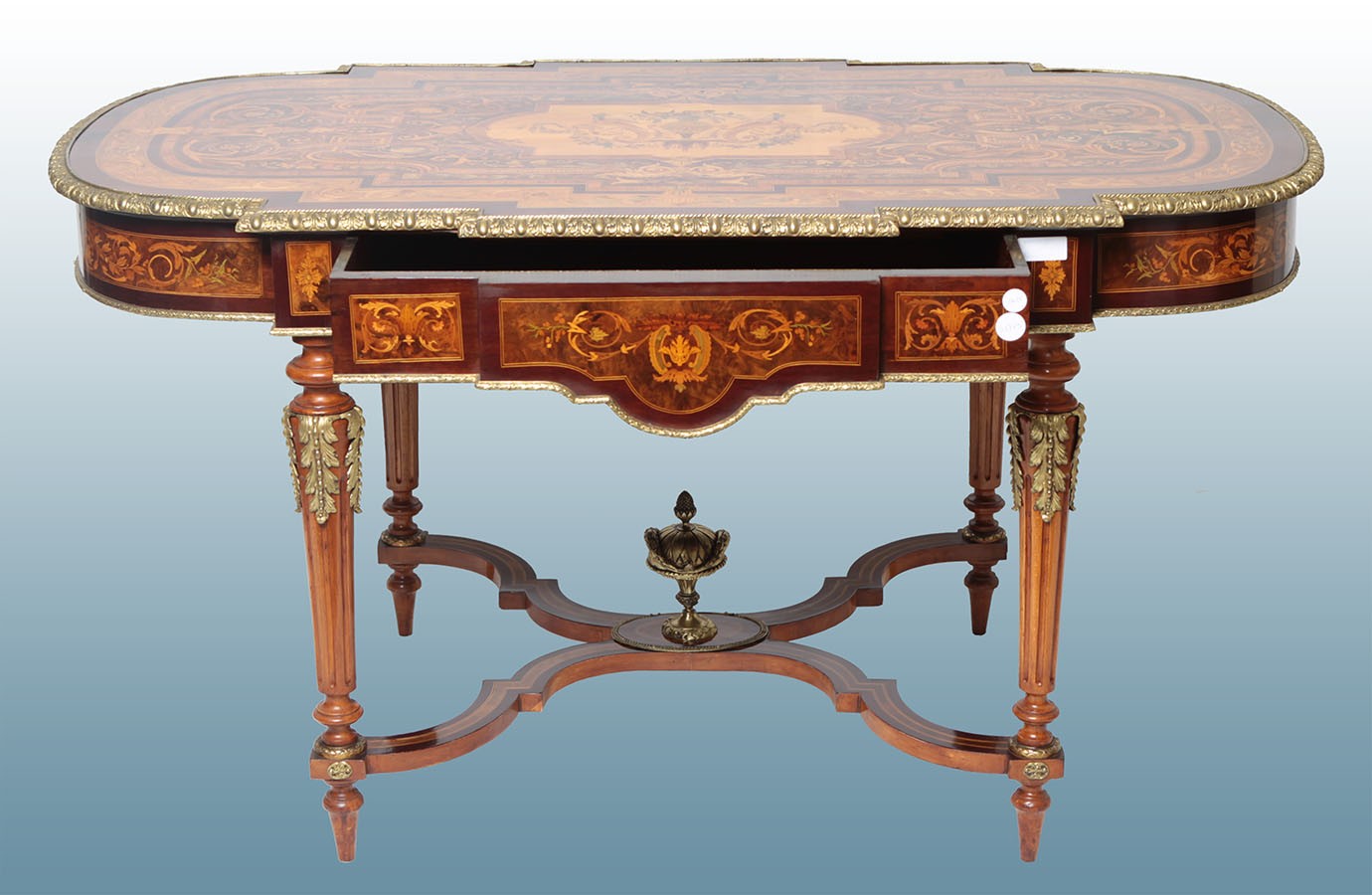 Antico tavolo da salotto francese del 1800 in stile Luigi XVI intarsi