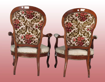 Paire de fauteuils bouclier Louis Philippe antiques français des années 1800