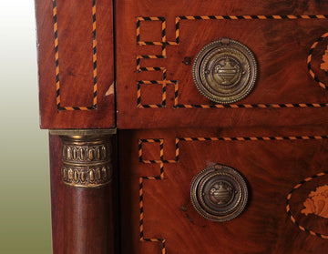 Hebdomadaire hollandais ancien de 1800 avec 6 tiroirs de style Empire
