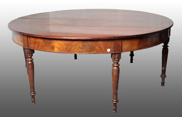 Antique French extendable table from the 1800s in mahogany and mahogany feather
