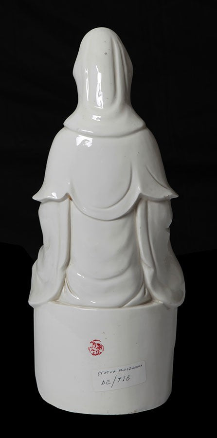 Antica statua in porcellana cinese bianca del 1800