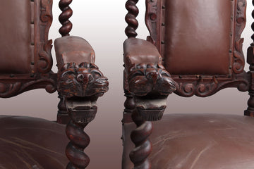 Paire de fauteuils de style Renaissance italienne du début du XIXème siècle