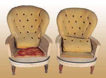 Paire de fauteuils pouzzoli anglais de 1900 à restaurer