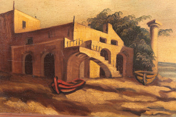Italian painting from the early 1900s Landscape with ruins