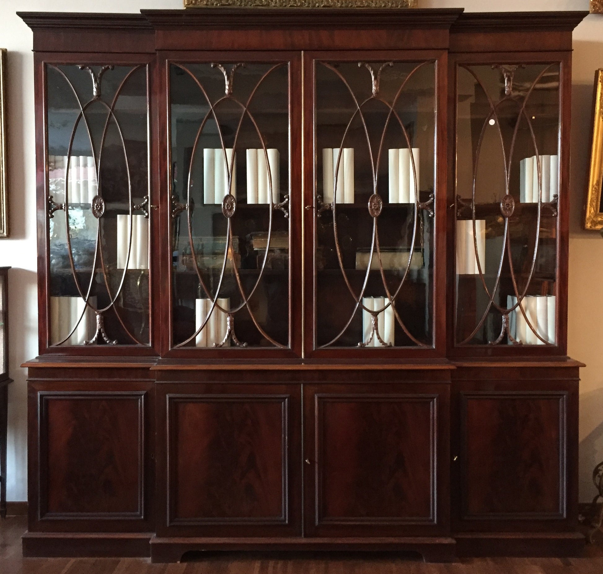 Antica grande libreria bookcase inglese in mogano stile Regency del 1800 Libreria antica Notarile Avvocato 