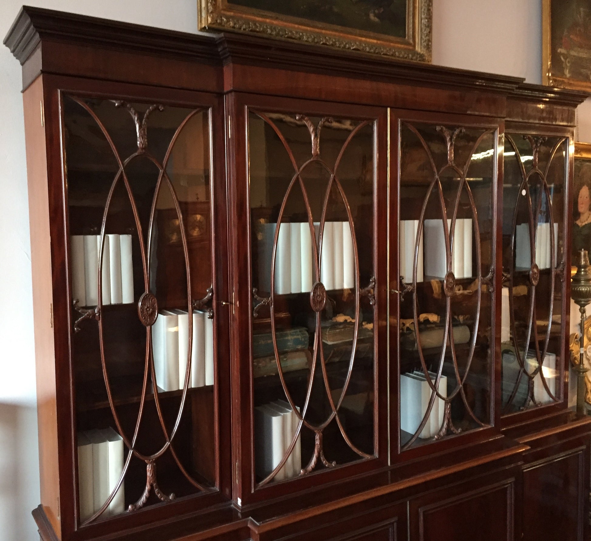 Antica grande libreria bookcase inglese in mogano stile Regency del 1800 Libreria antica Notarile Avvocato 