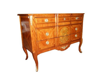 Antique French 1800s Transition style chest of drawers in mahogany
