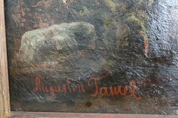 Grande et huile sur toile signée AUGUSTIN TAUREL avec personnages