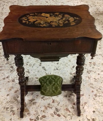Antique French Sewing Table from the 1800s in inlaid rosewood