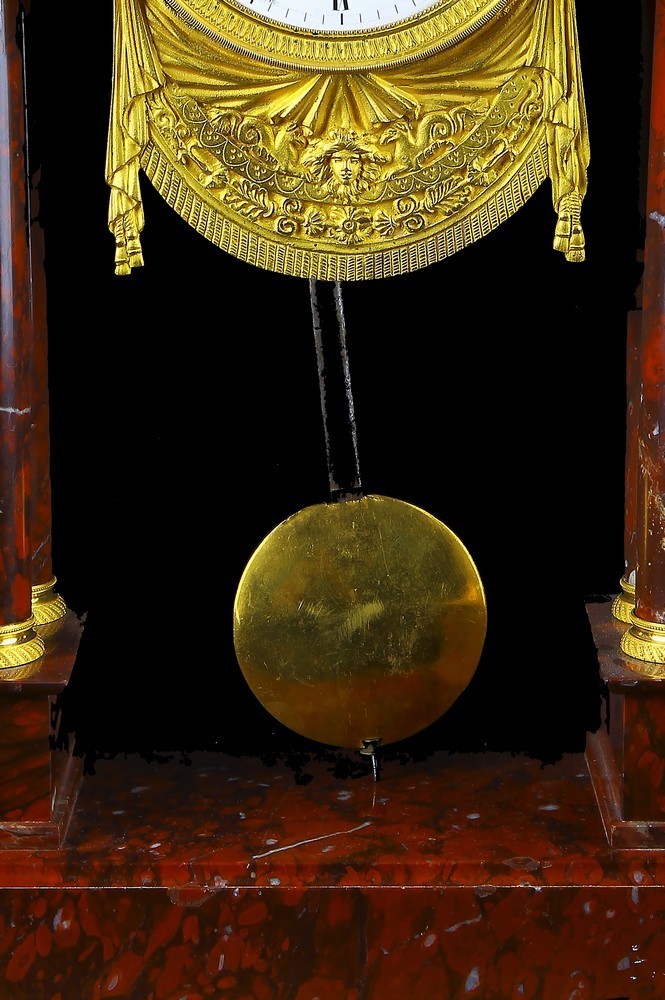 Orologio antico in marmo rosso Francia stile impero della metà 1800