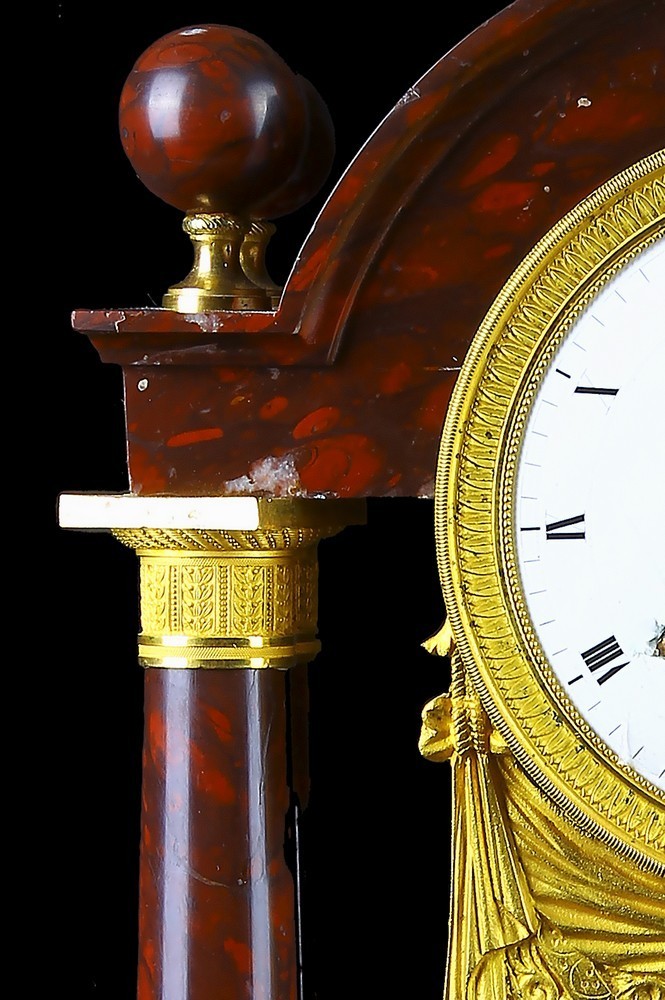 Orologio antico in marmo rosso Francia stile impero della metà 1800