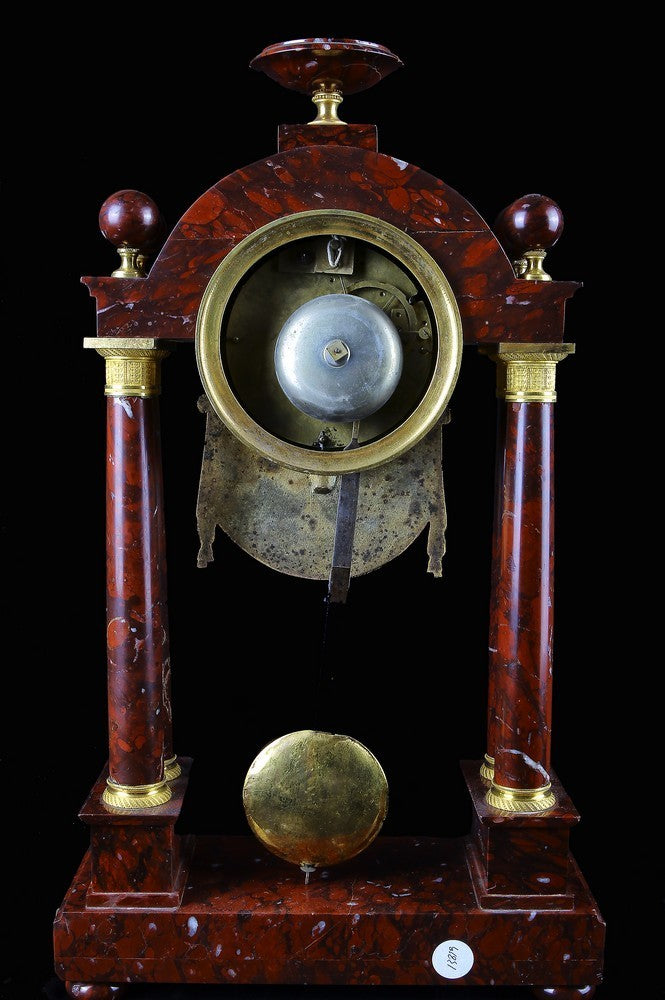 Orologio antico in marmo rosso Francia stile impero della metà 1800
