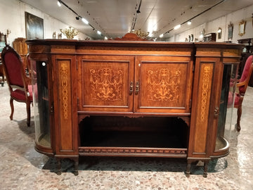 Antique English sideboard from the 1800s in inlaid rosewood