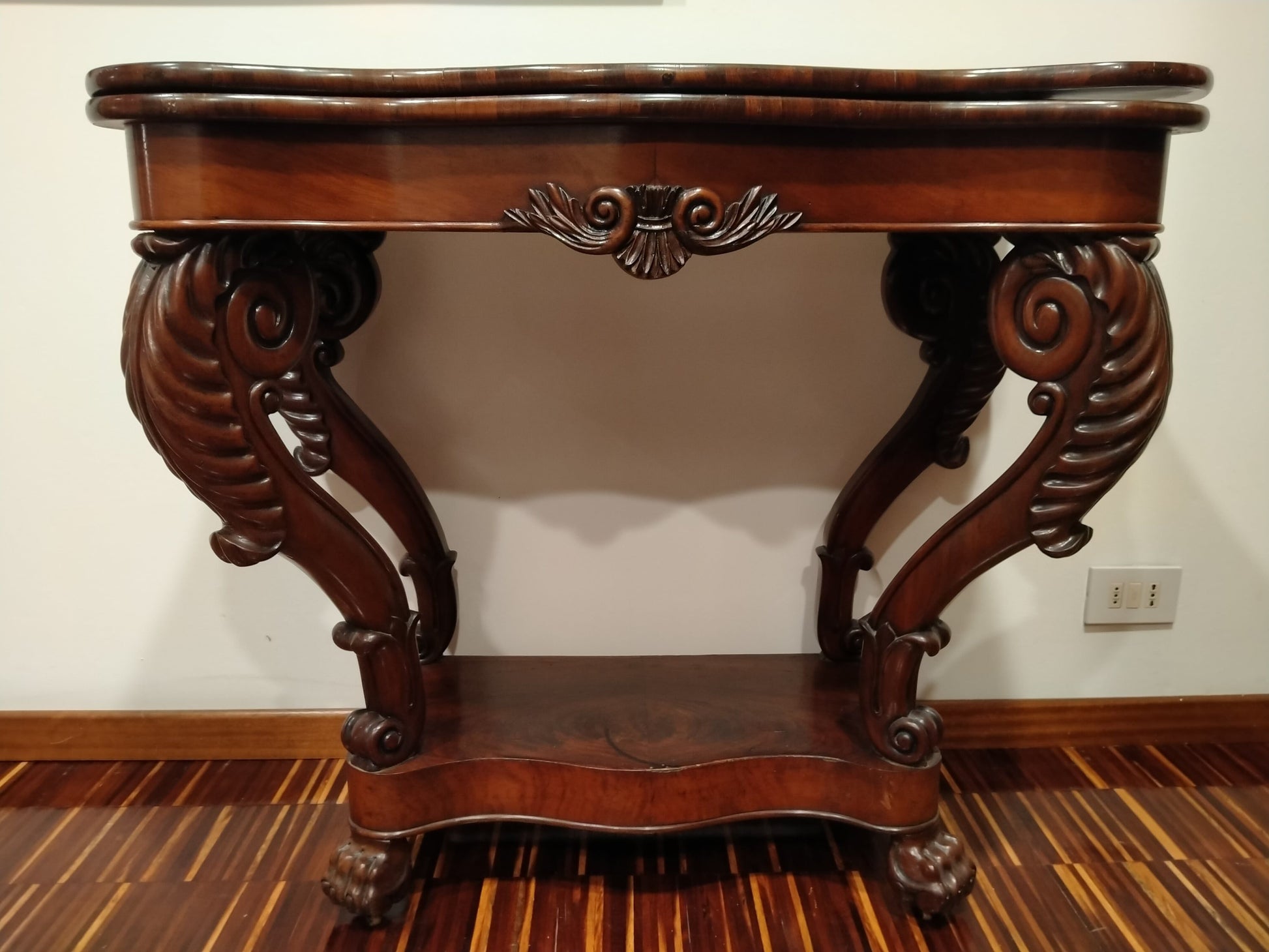 Antica consolle tavolino da gioco francese Luigi Filippo del 1800