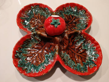 Antique French red ceramic appetizer plate