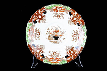 English porcelain plate with oriental style polychrome decorations