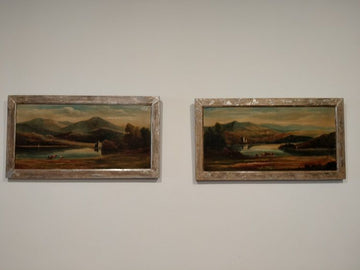 Paire d'huiles sur toile représentant un paysage fluvial