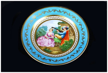 Antique French porcelain plate from Sevres, manufactured in the 19th century