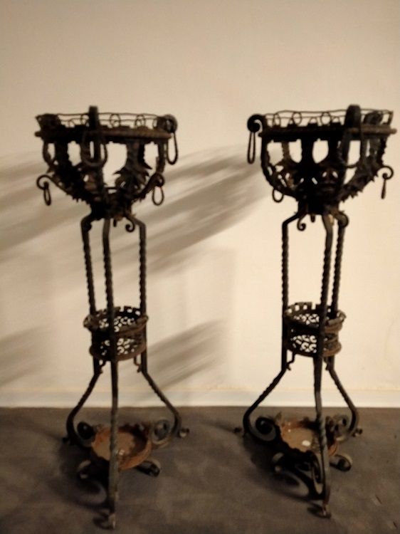 Pair of antique iron planters