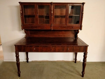 Antique Italian writing desk Genoese with display cabinet bookcase