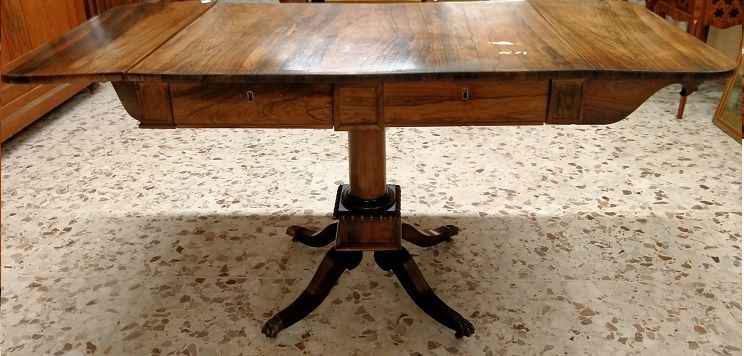 Antico tavolino scrittoio in palissandro in stile Regency, del 1800 