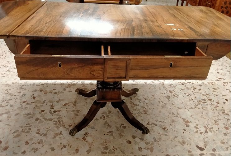 Antico tavolino scrittoio in palissandro in stile Regency, del 1800 