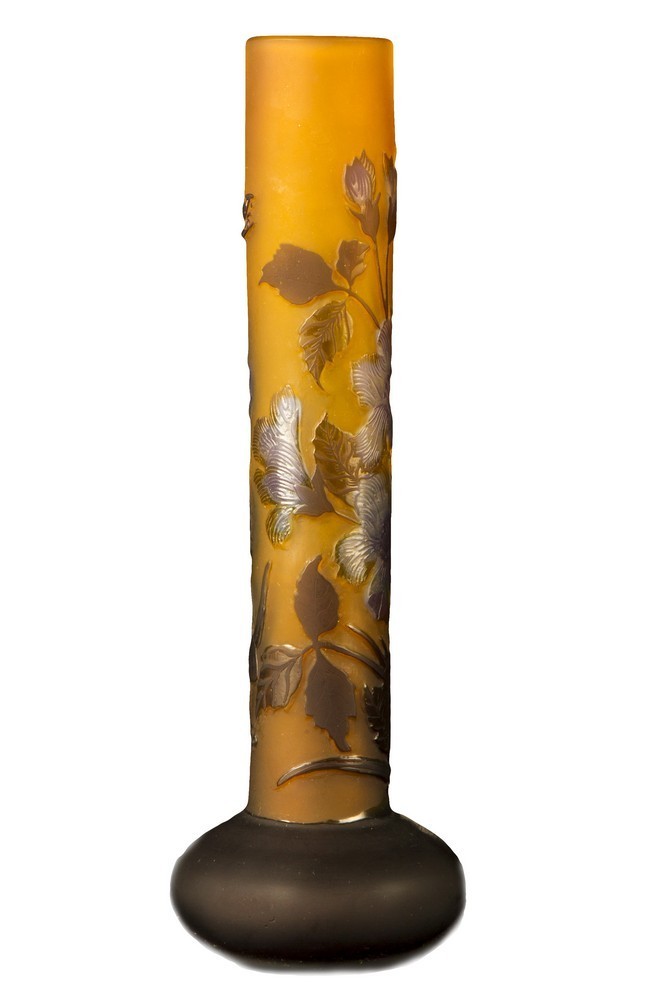 Vaso monofiore in vetro opaco tipo Gallé