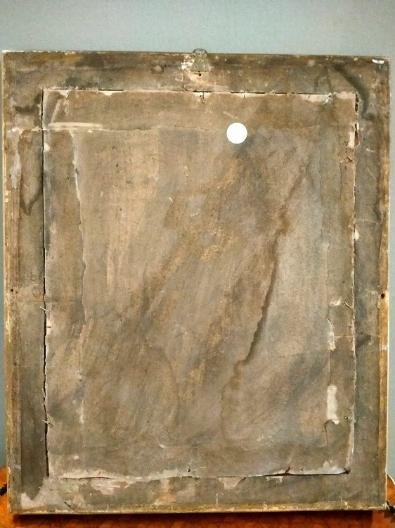 Antica specchiera francese Impero, doratura a foglia d'oro e intagli