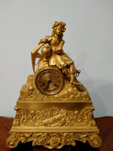 Orologio parigina in bronzo dorato al mercurio in stile impero 1800