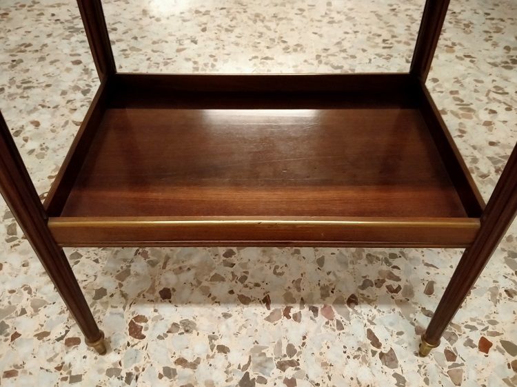 Antico tavolino francese con piano a vassoio in mogano,Luigi XVI 1800