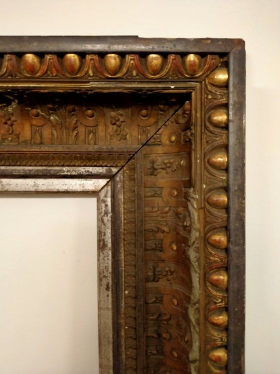 Antica grande cornice meccata, inglese del 1800 in legno meccato