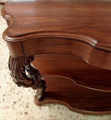 Grande console ancienne en acajou sculpté de style Louis Philippe